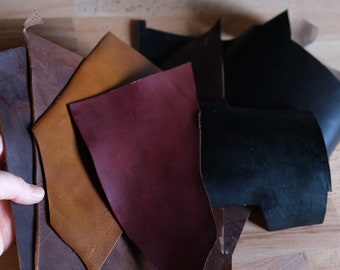 LARGE panels of Horween Chromexcel leather scraps, large leather offcuts, 2-2.2mm leather scraps from Horween Chromexcel, leather scraps