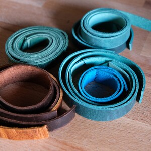 Leather scraps bundle, high quality leather straps and offcuts, mixed colors leather straps for bracelets keyrings, leather scraps image 2