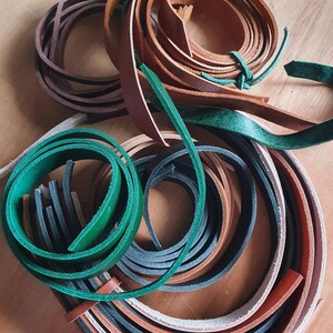 Leather scraps bundle, high quality leather straps and offcuts, mixed colors leather straps for bracelets keyrings, leather scraps image 5