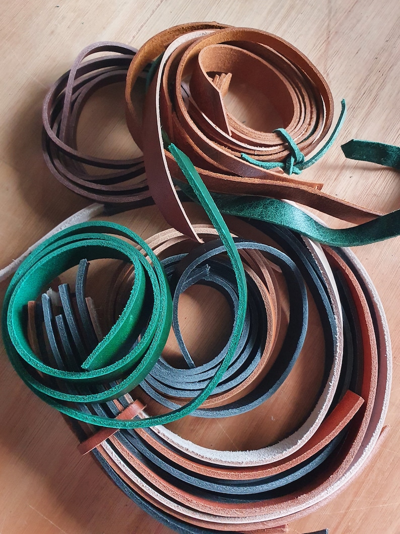 Leather scraps bundle, high quality leather straps and offcuts, mixed colors leather straps for bracelets keyrings, leather scraps image 5