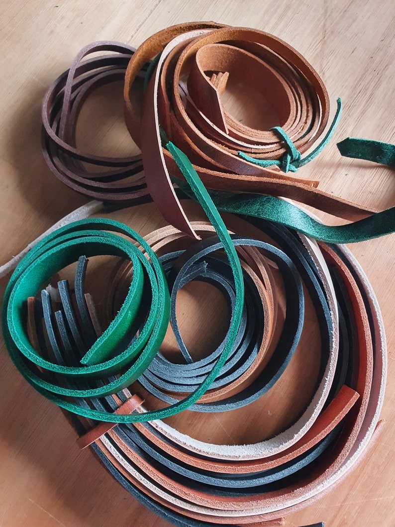 Leather scraps bundle, high quality leather straps and offcuts, mixed colors leather straps for bracelets keyrings, leather scraps image 6
