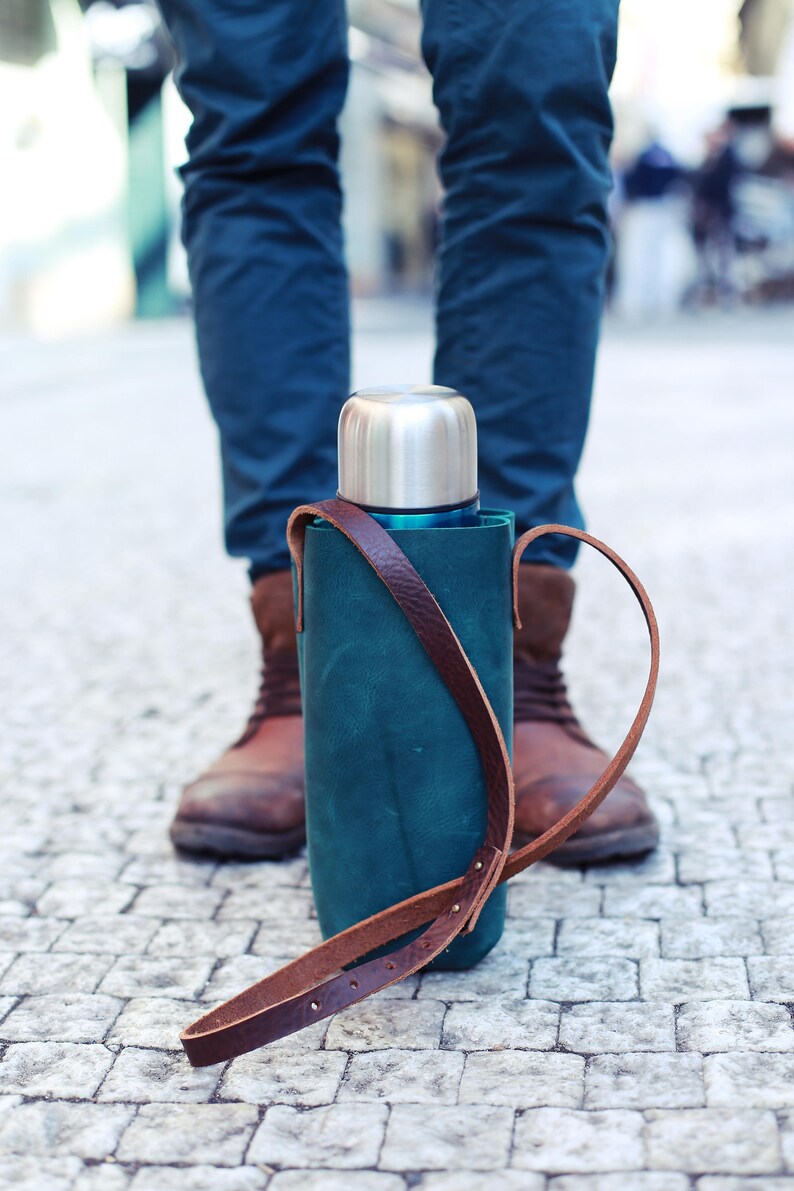 Leather bottle sling leather bag messenger bag bottle Etsy