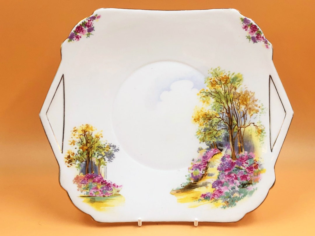 Art Deco Shelley China England's Charm Design Eared Cake / Etsy