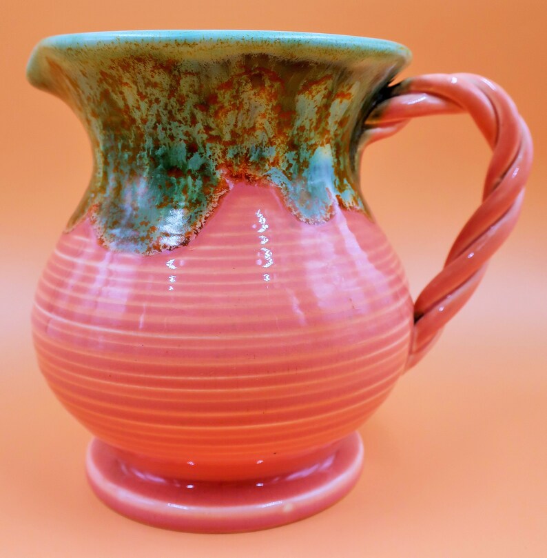 Vintage Bretby Art Pottery pink ribbed jug barley twist | Etsy