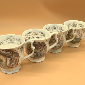 Set van 4 Royal Doulton China Brambly Hedge Seasons mokken/bekers. Lente, zomer, herfst en winter. 1983. - GRATIS VERZENDING IN HET VK -