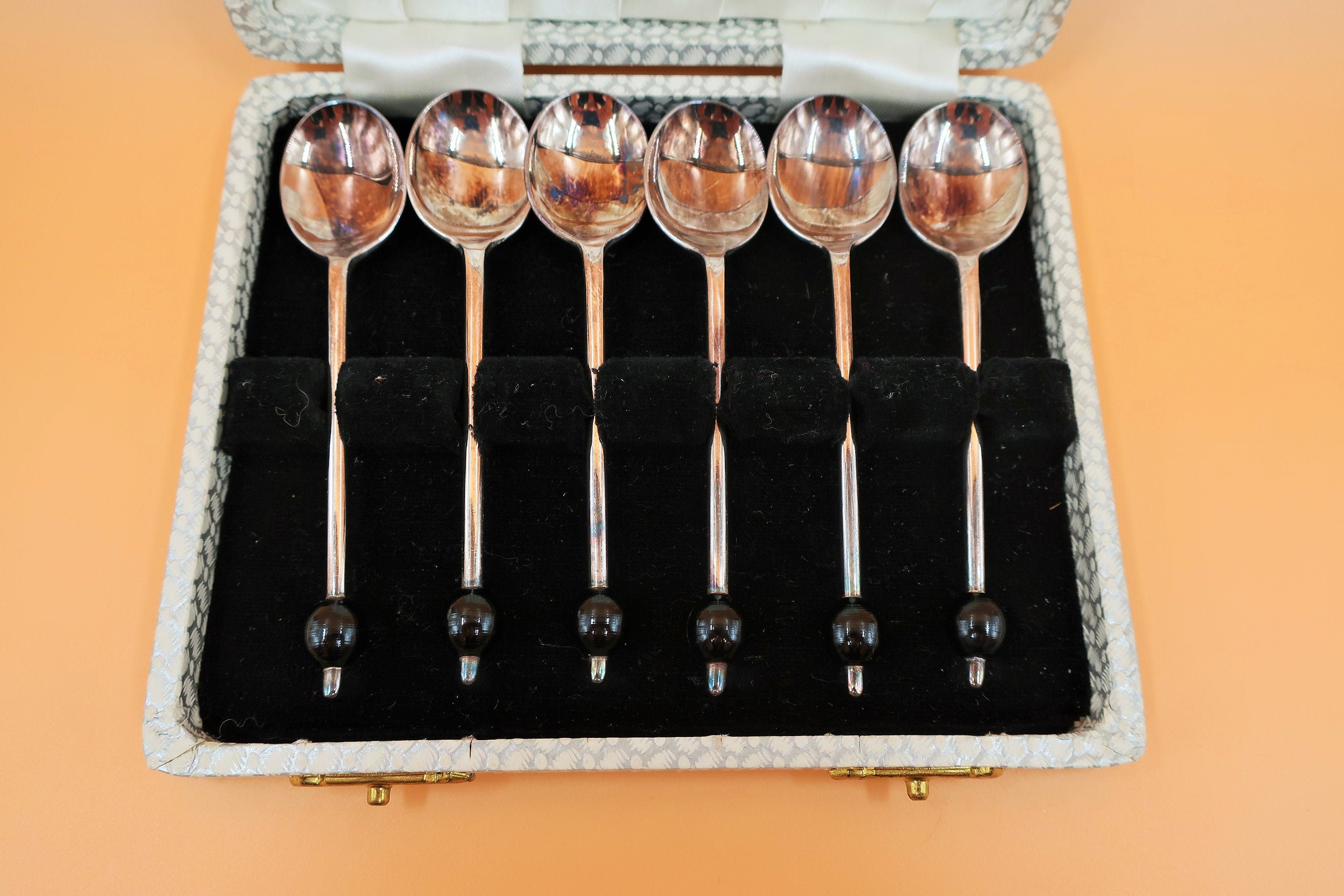 Set of 6 vintage Yeoman silver plate epns coffee bean spoons Etsy