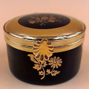 Limoges Castel Porcelain France clasp fastening cobalt & 22k gold trinket box / jewelry box. - FREE UK POST -