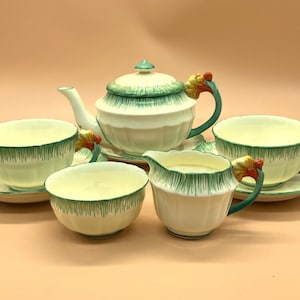 Antique Crown Staffordshire China Marigold handle tea set for 2. 768602. - FREE UK POST -
