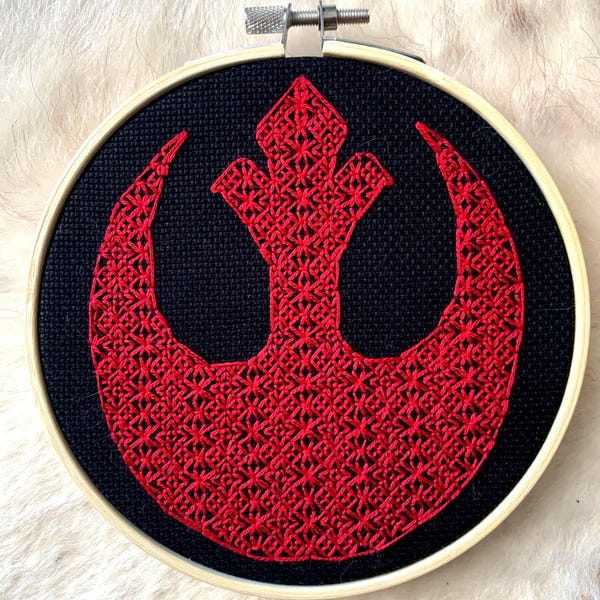 Rebel Symbol Blackwork Digital Cross Stitch Pattern