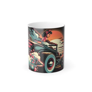 Color Morphing Mug - Retro Car Illustration, Unique Gift for Car Lovers, Home Décor, Fun Kitchen Accessory, Drinkware, Birthday Present