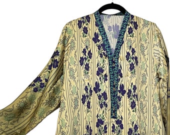 Simple’s Pakistani printed Blended Silk Golden Color Top Tunics , Kurti ,Shirt for Women Medium Size