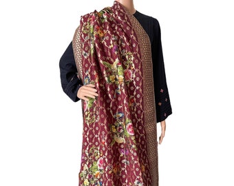 Simples’s Banarasi Silk Dark Red Dupatta Shawl,Wrap,Long Scarf with Beautiful Zari Work