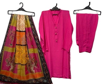 Simple’s Beautiful Double Georgette Fuschia color Suit Dress  for Women Small Sizes Available