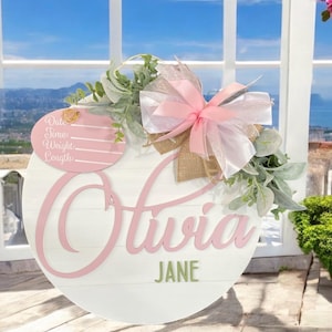 Baby Girl Hospital Door Hanger: Newborn Birth Announcement Gift