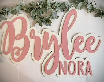 Layered Wood Name Sign: Boho Nursery Decor