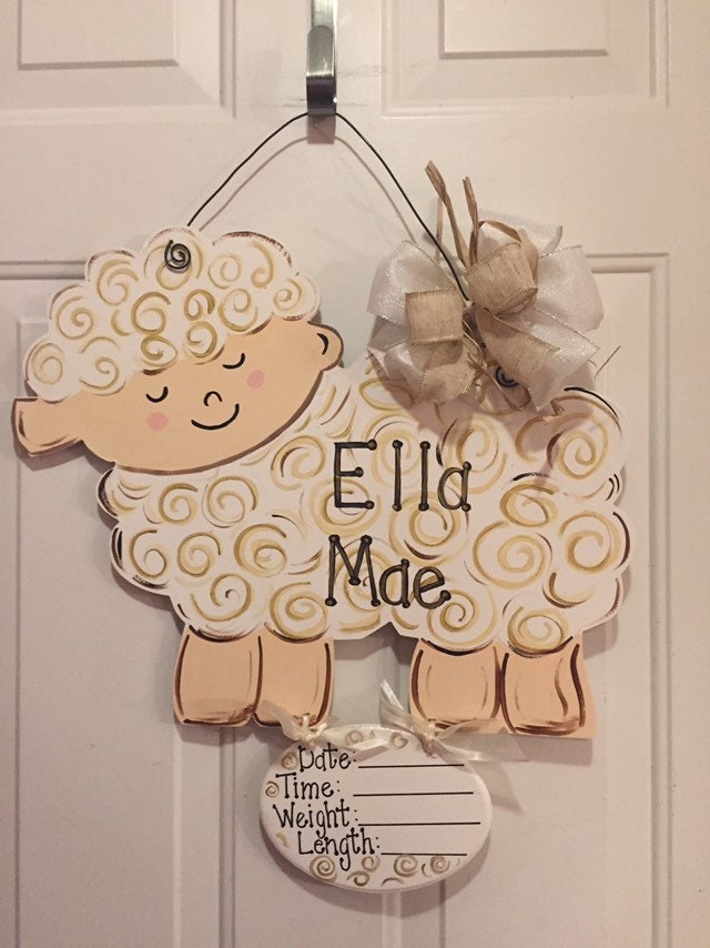 Lamb Hospital door hanger birth announcement Etsy