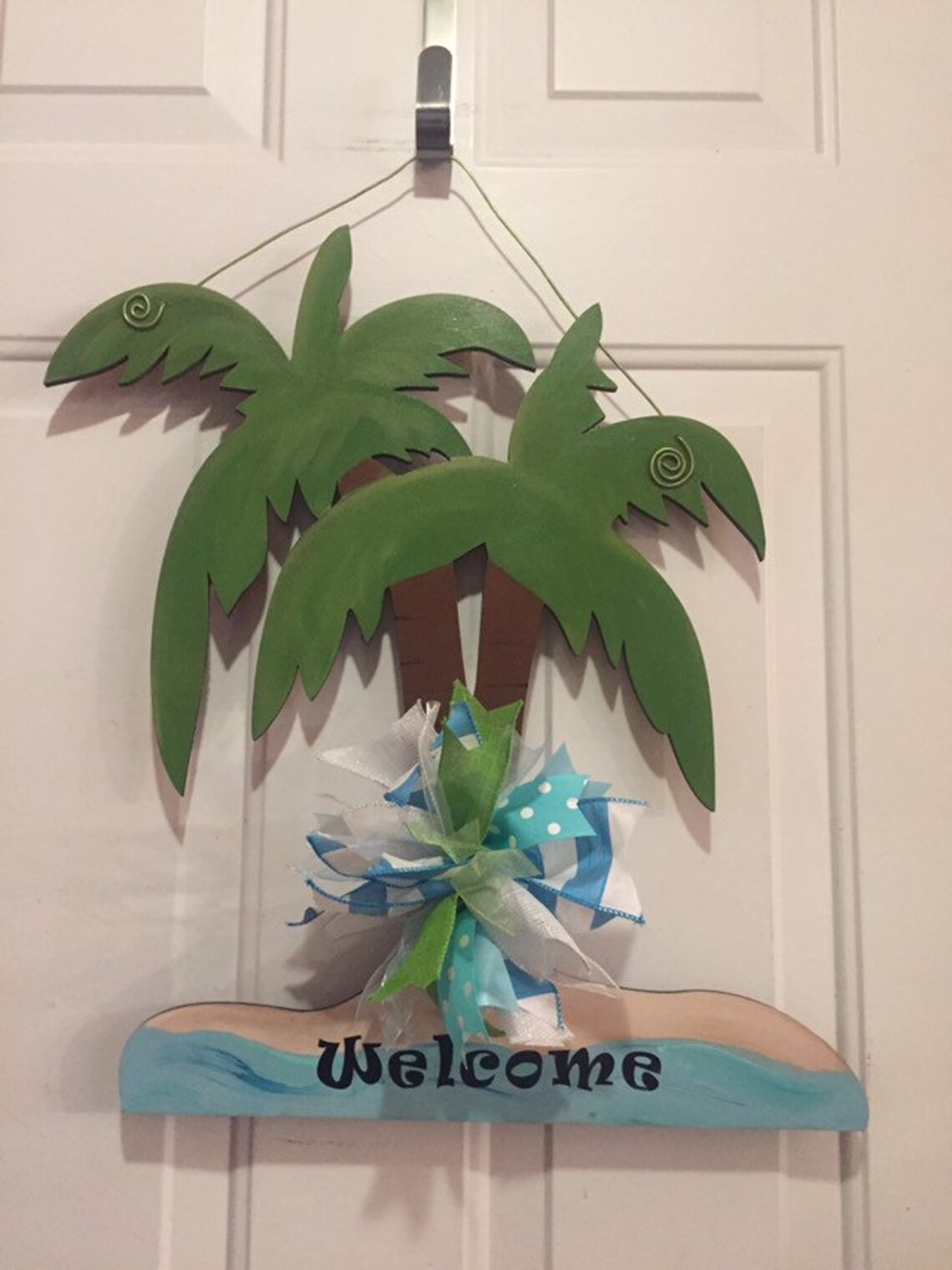Wooden Door Hanger Palm Tree Etsy