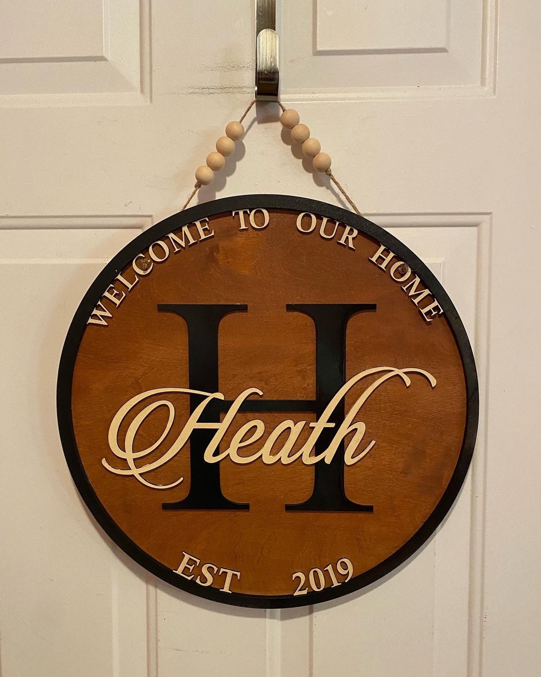 Beaded Monogram Door Hanger: Multi-layered Wooden Initial - Etsy