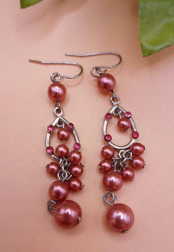 Pink Pearlescent Vintage Dangle Earrings