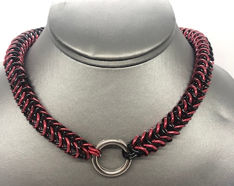 Custom Aluminum 1/4 Box Weave Chainmaille Pup Collar