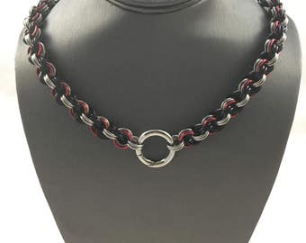 Double Spiral Chainmaille Collar w/Push Gate Clasp