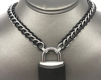 Anodized Aluminum & Rubber 3-1 Half Persian Chainmaille Collar