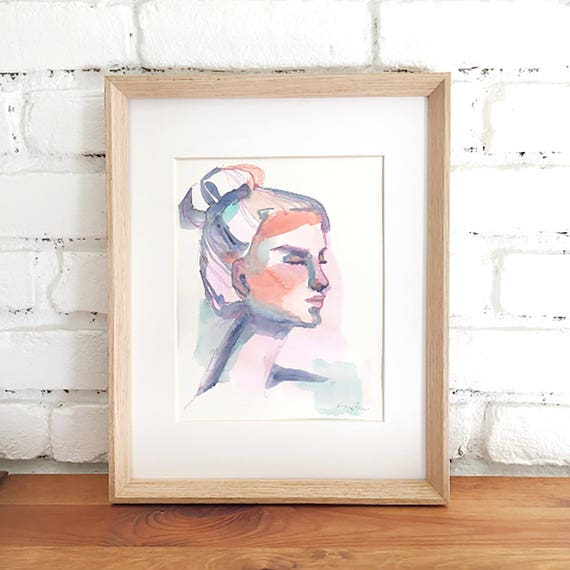 Original Aquarell Gesicht Portrat Einer Frau Abstrakte Etsy