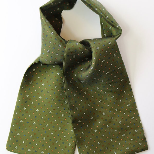 Silk Cravats 39" x 5". Assortment of colours & pattern prints / floral / millefiori / geometric / pin dot / spots. Hand made in England