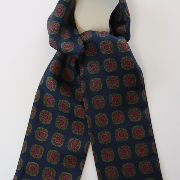 Silk Cravats Millefiori Pattern Print 39" X 4" . Hand made. Assorted colours and patterns added regularly