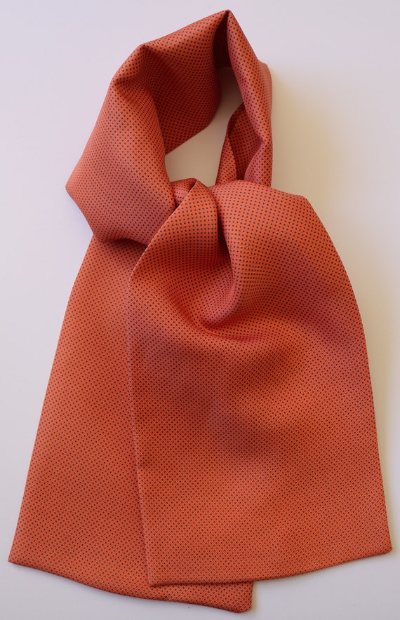 Blue /& orange soft Silk cravat 39/" X 5/" Hand made.