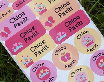 Pink Holic Personalised Stick-on Object Name Labels - 66 Labels and 12  clear films