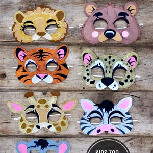Kids Assorted  Animal Masks, Zoo Animals, Birthday Party, Favors