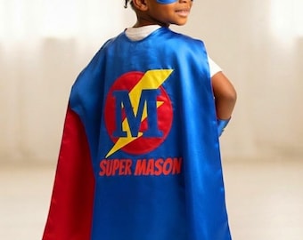 Personalized Superhero Cape Set | Mask, Cuffs, Name & Initial Gift