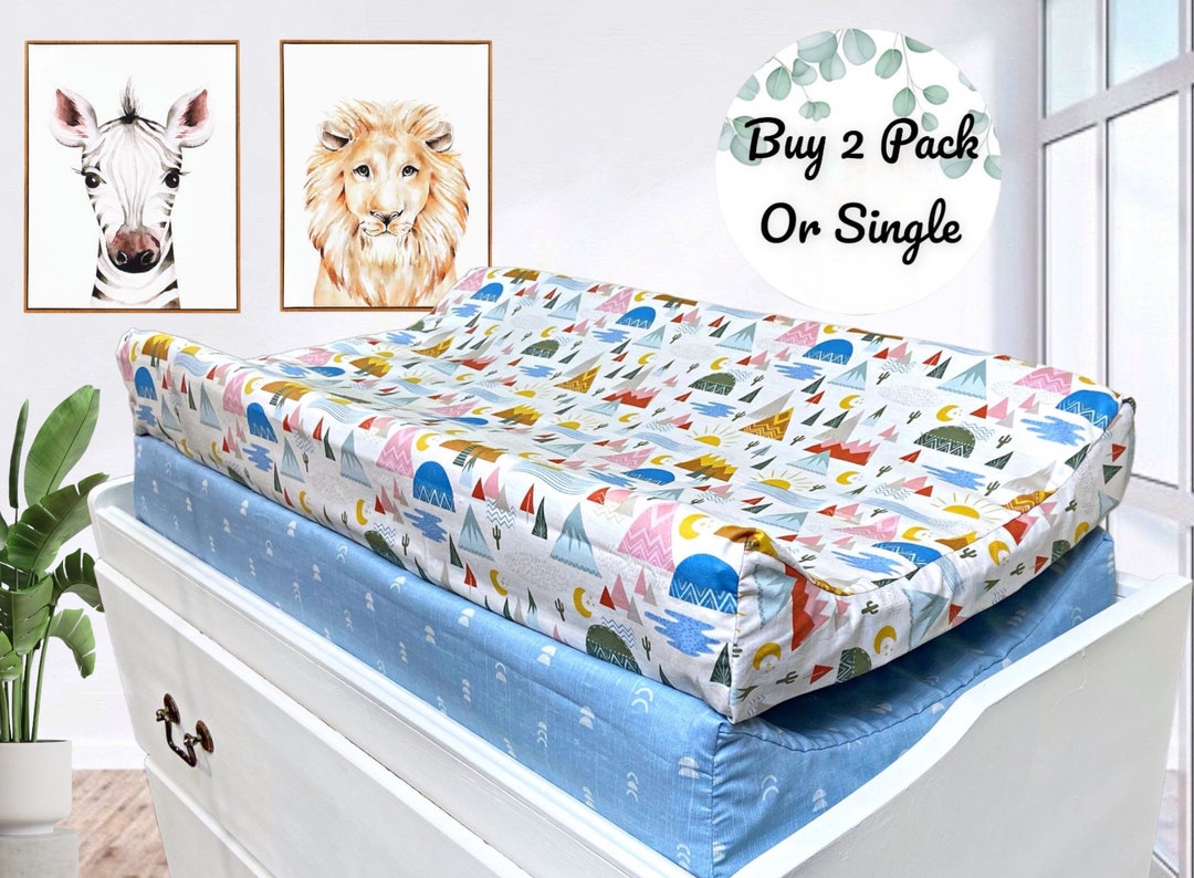 Boho Mountain Gender Neutral Changing Pad Cover, Mountain Baby Nursery