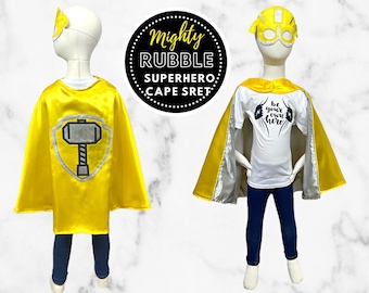 Construction Pup Superhero Cape & Mask Set: Kids Halloween Costume
