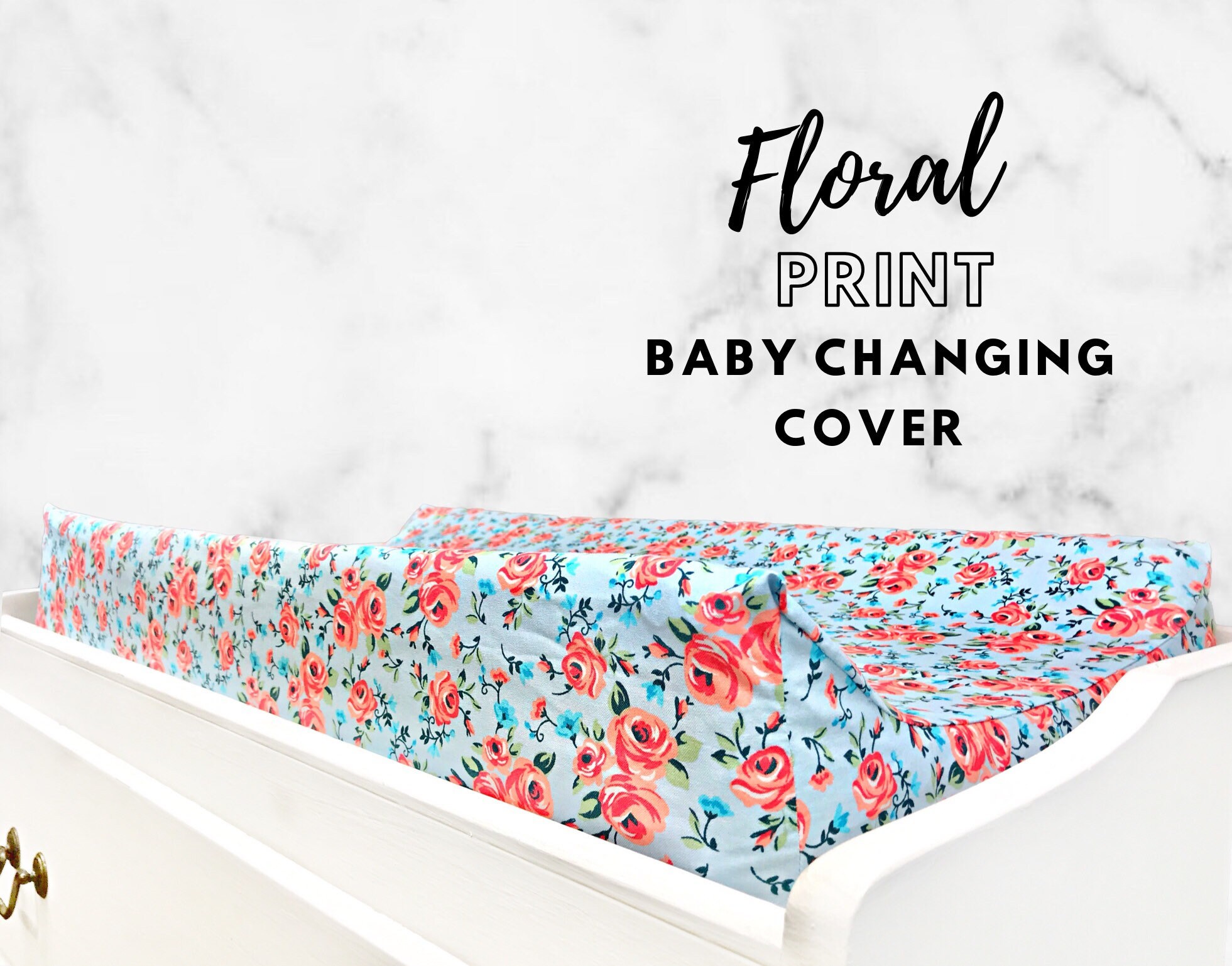 Floral Blue Girl Changing Pad Cover Baby Shower Gift Etsy 日本