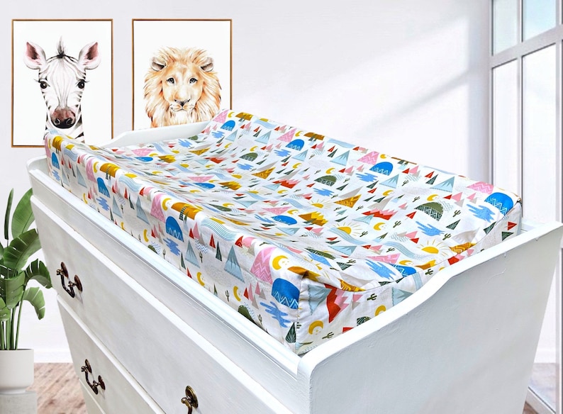 Boho Mountain Gender Neutral Changing Pad Cover Mountain Baby Etsy