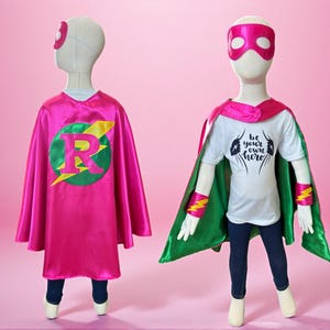 Personalized Superhero Cape with Mask, Custom Kids Dress Up Costume, Birthday Gift for Boys Girls, Pretend Play Cape Set image 5