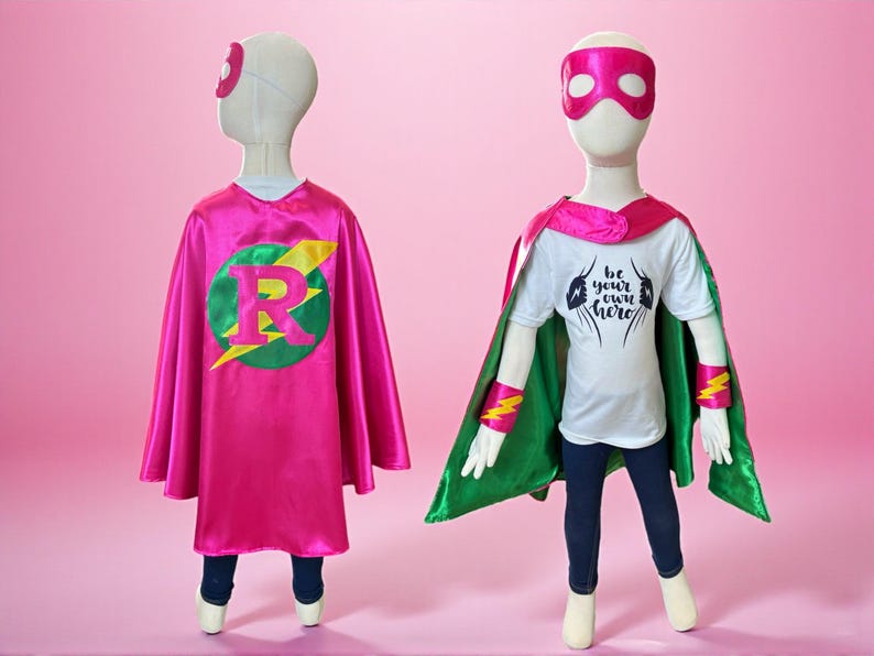 Personalized Superhero Cape with Mask, Custom Kids Dress Up Costume, Birthday Gift for Boys Girls, Pretend Play Cape Set image 5