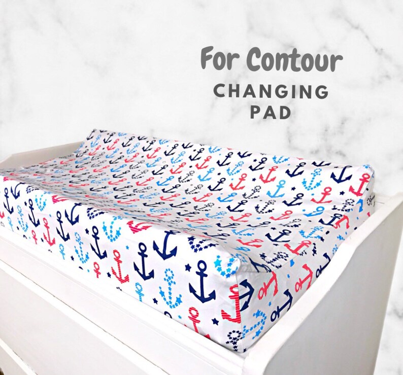 White/navy Nautical Baby Boy Changing Pad Cover Marine Sailor Etsy