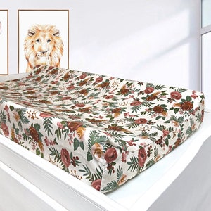 Pnk Floral Changng Pad Cover For Baby Nursery, Floral Changng Pad