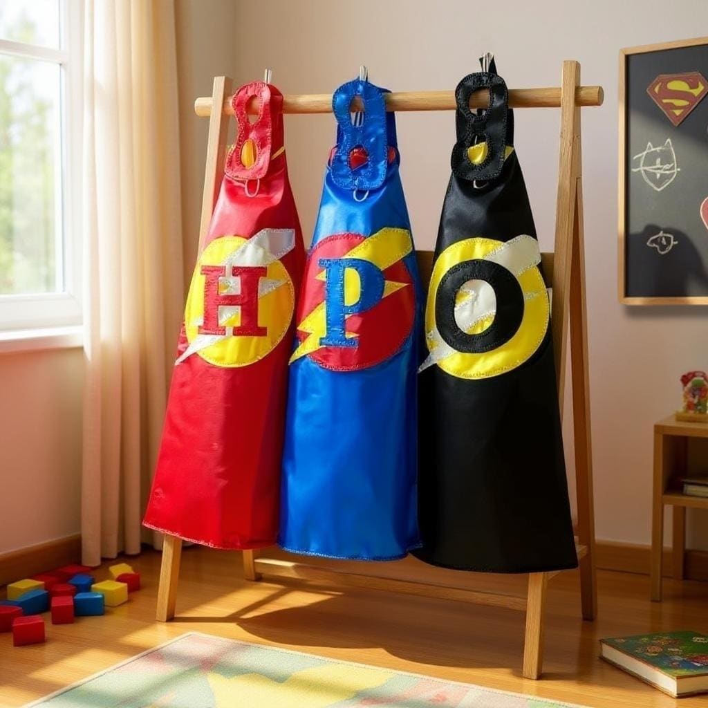 Kids Superhero Cape & Mask Set - Satin Cloak With Velcro, Halloween Cosplay Costume For Ages 1-9 - View #7