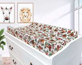 Cotton Floral Changing Pad Cover: Boho Baby Girl Nursery Decor