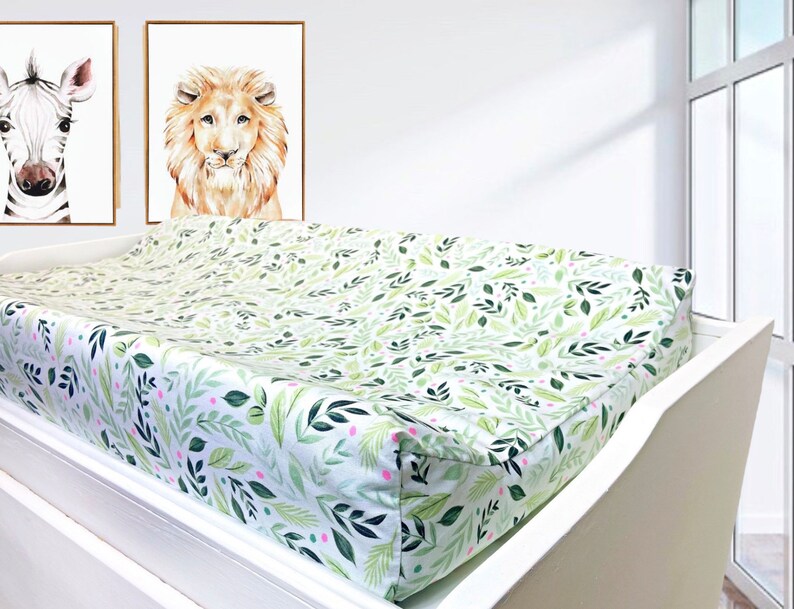 Nursery Leafy Greenery and Dots Changing Pad Cover Garden Etsy