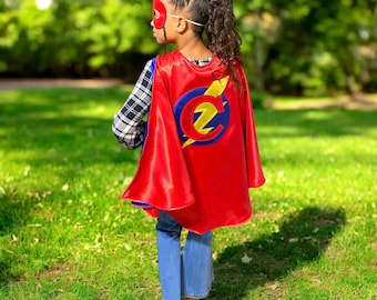 Personalized Superhero Cape with Mask, Custom Kids Dress Up Costume, Birthday Gift for Boys Girls, Pretend Play Cape Set