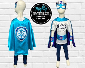 Snow Pup Superhero Cape Set: Kids Satin Costume with Mask & Belt