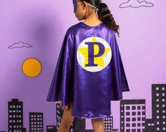 Personalized Superhero Cape with Mask, Custom Kids Dress Up Costume, Birthday Gift for Boys Girls, Pretend Play Cape Set