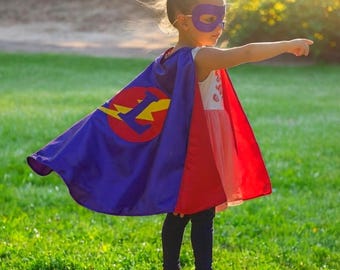 Personalized Superhero Cape with Mask, Custom Kids Dress Up Costume, Birthday Gift for Boys Girls, Pretend Play Cape Set