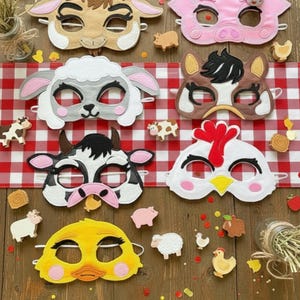 Children's Farm Animal Dress-Up Mask - Imaginative Play ( Pack Of 7) image 1