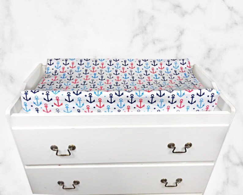White/navy Nautical Baby Boy Changing Pad Cover Marine Sailor Etsy